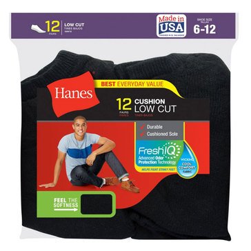 Hanes Men's 12-Pack Cushion Low Cut Socks