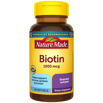 Nature Made 1000mcg Biotin Nervous System Support Softgels, 120-count