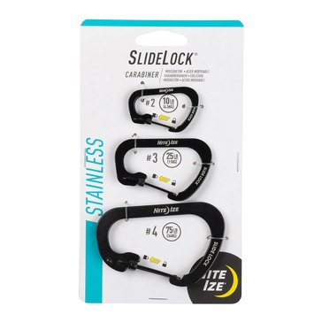 Nite Ize Slidelock Carabiner Stainless Steel 3 Pk