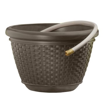 Suncast Resin Wicker Design Hose Pot