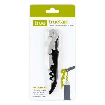 True Trueta Black Double Hinged Waiter s Corkscrew Bottle Opener with Foil Cutter