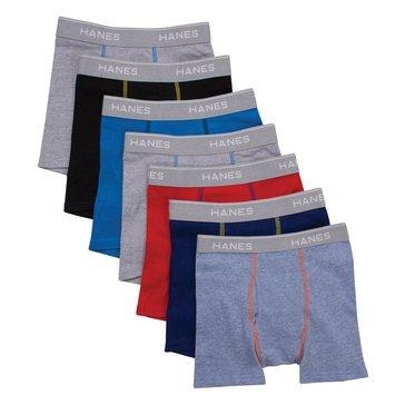 Hanes Boys' 7-Pack Exposed Waist Band Boxer Briefs, Large