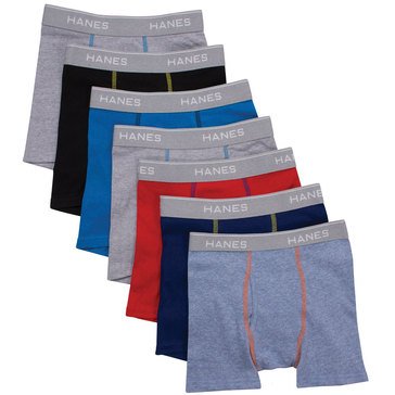 Hanes Boys' 7-Pack Exposed Waist Band Boxer Briefs, XL