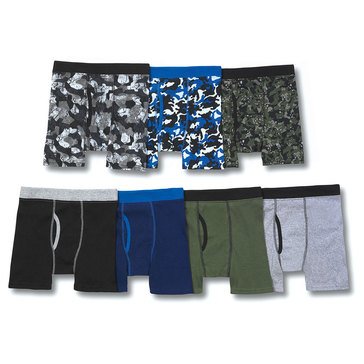 Hanes Boys' 7-Pack Comf Soft Waist Band Printed Boxer Briefs - L