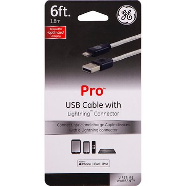 GE USB to Lightning Sync Charge Pro Series Cable 6ft_D