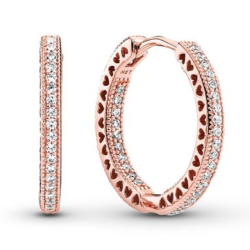 Pandora Rose Gold Hearts Of Pandora Hoop Earrings