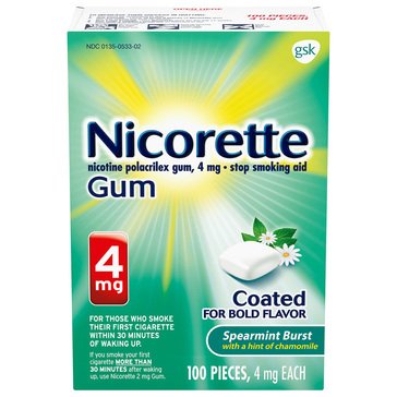Nicorette Spearmint 4mg Nicotine Gum, 100-count