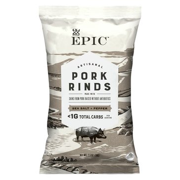 EPIC Artisanal Sea Salt & Pepper Pork Rinds, 3oz