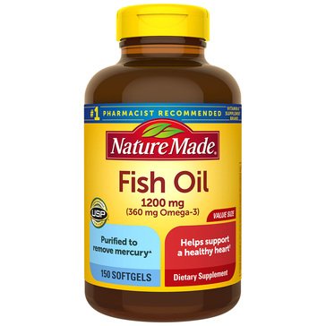 Nature Made 1200mg Fish Oil 360mg Omega 3 Softgels 150-count