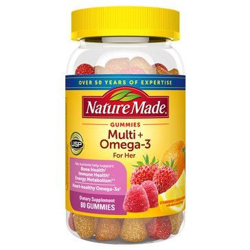 Nature Made Women's Multivitamin Plus Omega-3 Gummies, 80-Count
