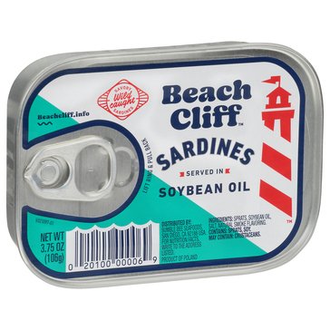 Beach Cliff Sardines in Soybean Oil, 3.75oz