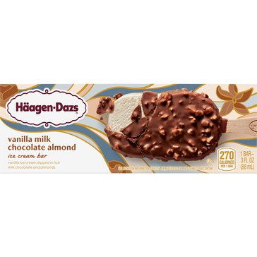 Haagen-Dazs Vanilla Milk Chocolate Almond Ice Cream Bar, 3oz