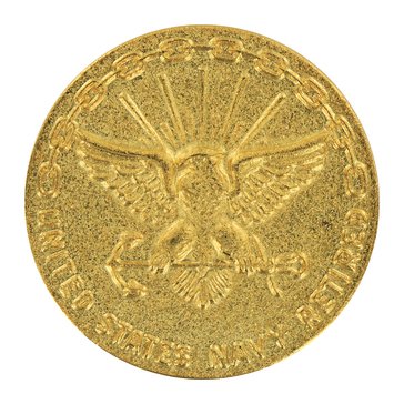 Lapel Pin Retired 10 Years Service Eagle/Anchor in Circle Gold