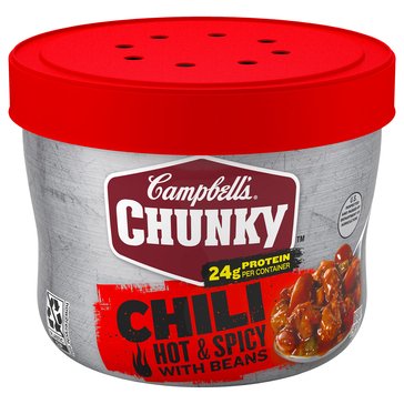 Campbells' Chunky Chili Hot & Spicy with Beans Bowl, 15.25oz