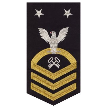 Men's E9 (LSCM) Rating Badge in STANDARD Gold on Blue POLY/WOOL for Logistics Specialist