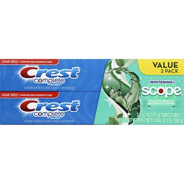 Crest Plus Scope Complete Whitening  Minty Fresh Toothpaste 2-Pack, 12.4oz
