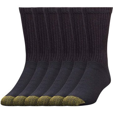 Gold Toe Mens 6 PK Crew Cotton Banded Sock