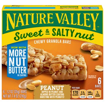 Nature Valley Sweet & Salty Peanut Chewy Granola Bar, 6-count