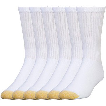 Gold Toe Mens 6 PK Crew Cotton Banded Sock