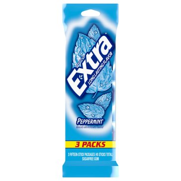 Wrigley Extra Peppermint Gum, 3-Pack