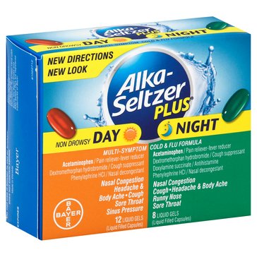 Alka-Seltzer Plus Day Non-Drowsy, 12-Count / Night Box Liquid Gels, 8-Count