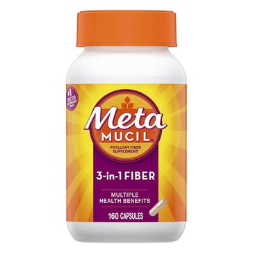 Metamucil Fiber 3-in-1 Psyllium Capsule Fiber Supplement, 160-count