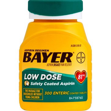 Bayer Low Dose 81mg Aspirin Enteric Coated Tablets, 120-count