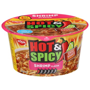 Nissin Hot & Spicy Shrimp Ramen Noodle Soup Bowl