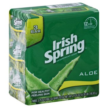 Irish Spring Aloe Bath Bar 3-Pack 11.1oz