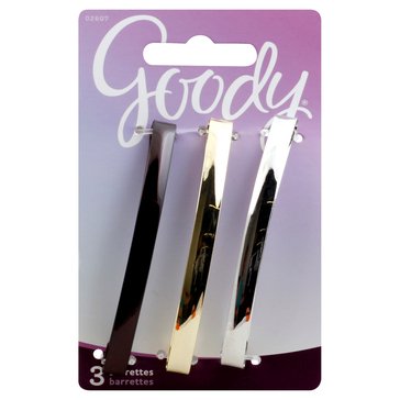 Goody Womens Classic 3 Metal Domed Barrettes 3Ct