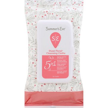 Summer's Eve Sheer Floral Soft Feminine Cloth, 32-count
