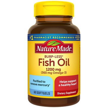 Nature Made 1200mg Fish Oil Burp-Less Softgels, 60-count