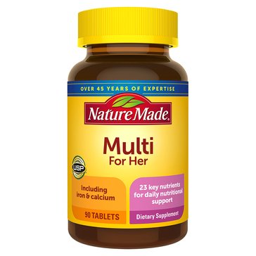 Nature Made Multi-Vitamin For Her with Iron & Calcium Tablets, 90-count