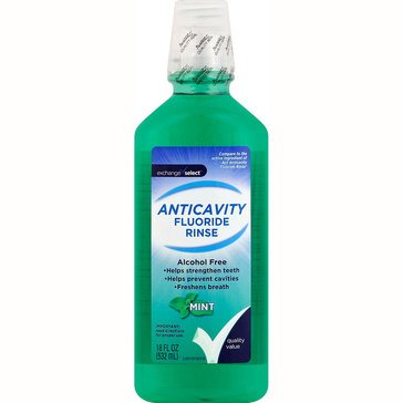 Exchange Select Alcohol Free Anticavity Fluoride Mint Mouthwash, 18 fl oz