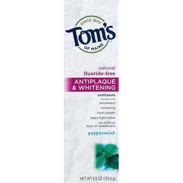 Toms Antiplaque Tarter Control Whitening Peppermint Toothpaste, 5.5oz