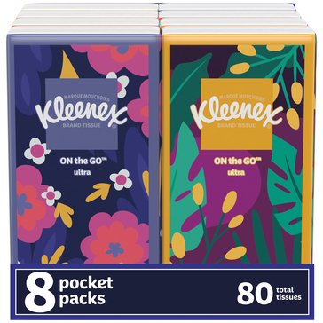 Kleenex 3 Ply Pocket Pack Facial Tissue, 8-Count