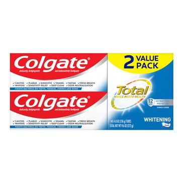 Colgate Total Whitening 2-Pack Toothpaste, 4.8oz