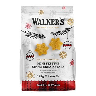 Walkers Mini Festive Stars Shortbread Cookies, 4.4oz