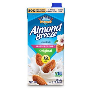 Blue Diamond Almond Breeze Unsweetened Original Almond Milk, 32oz