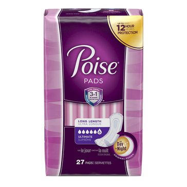 Poise Long Length  Ultimate Absorbency Incontinence Pads, 27-count