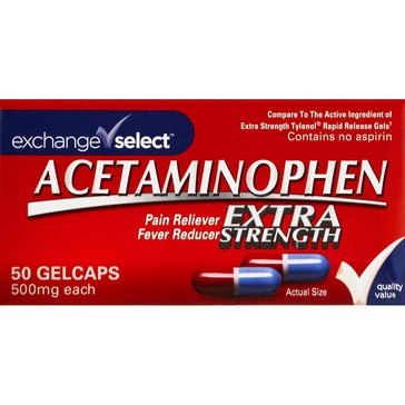 Exchange Select Acetaminophen Extra Strength 500mg Rapid Release Gel-Caps, 50-count