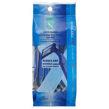 Exchange Select Twin Blade Rubber Grip Disposable Shaver with Down Ring 10-Count