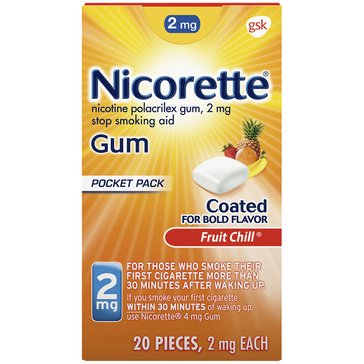 Nicorette Fruit Chill 2mg Stop-Smoking Gum, 20-count