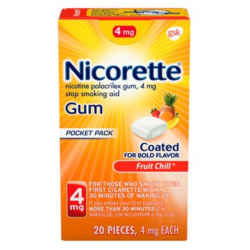 Nicorette Fruit Chill 4mg Stop-Smoking Gum, 20-count