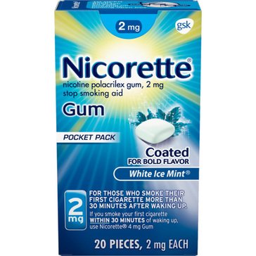 Nicorette White Ice Mint 2mg Stop-Smoking Gum, 20-count