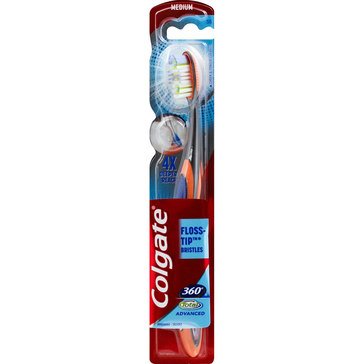 Colgate 360 Advanced Floss-Tip Bristles Medium Toothbrush