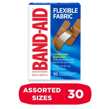 BAND-AID Flex Fabric Band-Aids Assorted Sizes, 30-Count