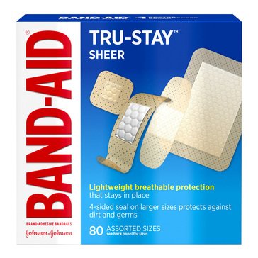 BAND-AID Sheer Strips Assorted Sizes Adhesive Bandages, 80-count