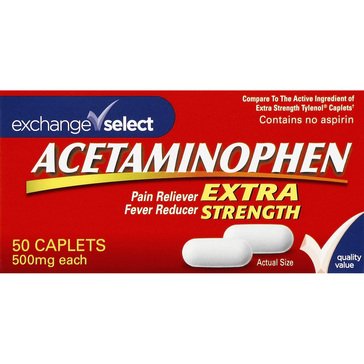 Exchange Select Non-Aspirin Extra Strength Pain Reliever 500mg Caplets, 50-count
