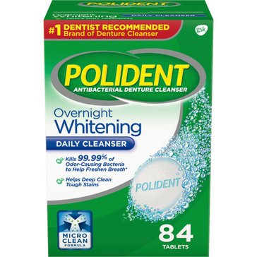 Polident Overnight Denture Cleanser Tablets, 84-count